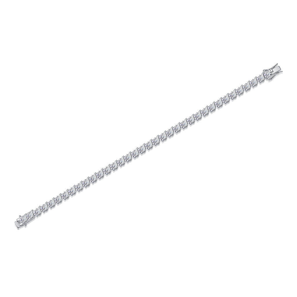 Set With Top-quality Moissanite, This Luxurious And Fashionable Light Luxury Trend Jewelry Silver Bracelet Is Made Of S925 Silver Electroplated With Platinum null jewelry set with top-quality moissanite