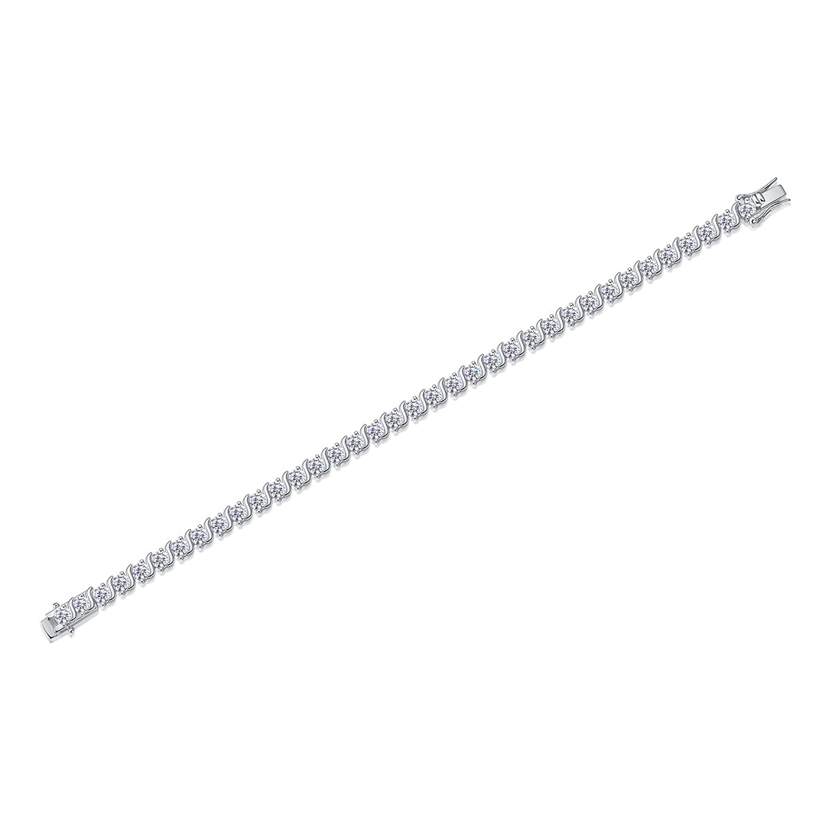 Set With Top-quality Moissanite, This Luxurious And Fashionable Light Luxury Trend Jewelry Silver Bracelet Is Made Of S925 Silver Electroplated With Platinum null jewelry set with top-quality moissanite