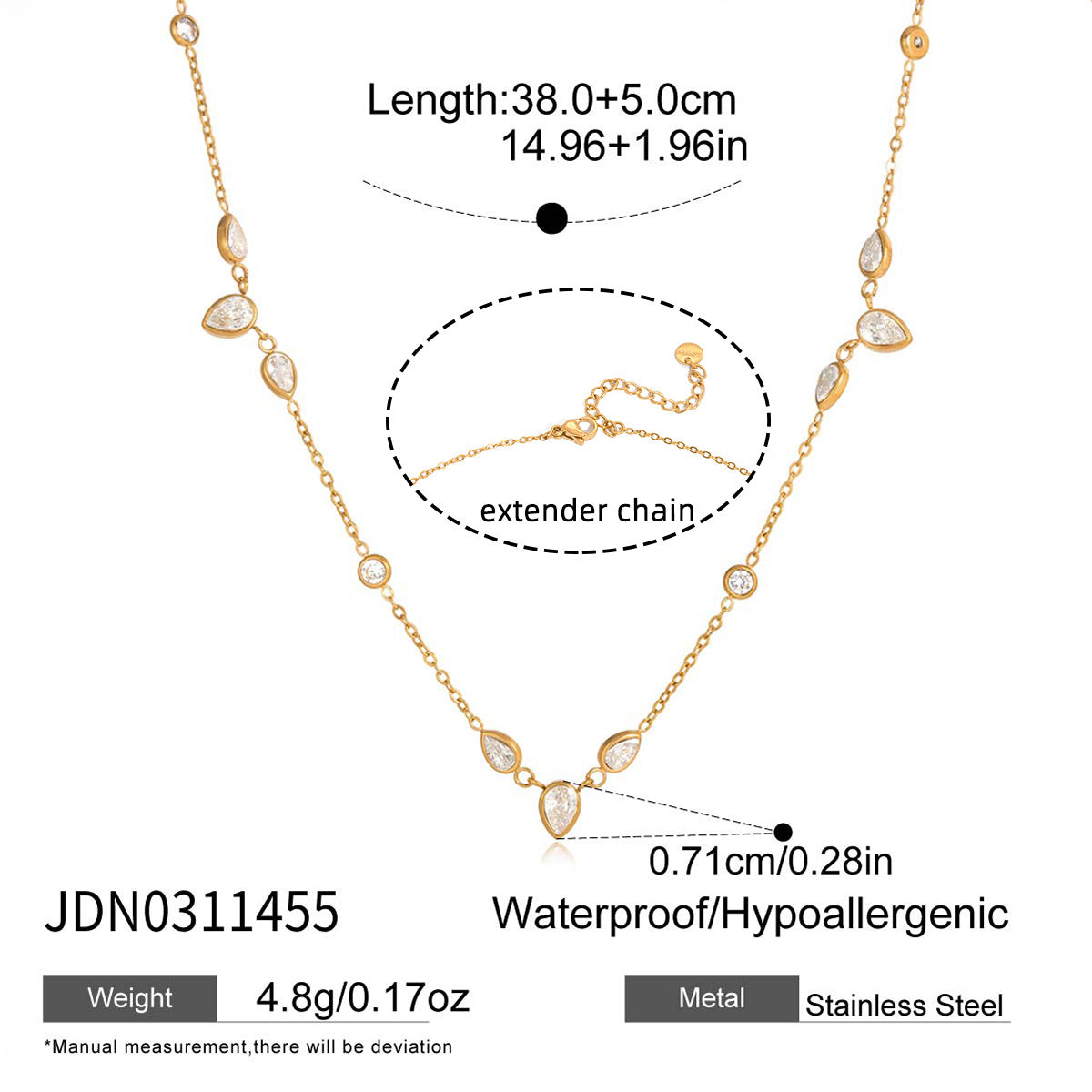 High-End Steel Zircon Pendant Necklace null
