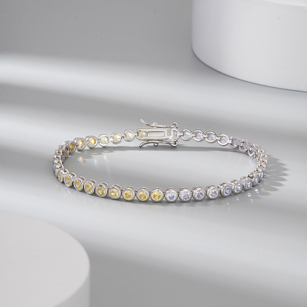 S925 Sterling Silver Two-tone Zircon Fashion All-match Bracelet null S925 sterling silver two-tone zircon bracelet