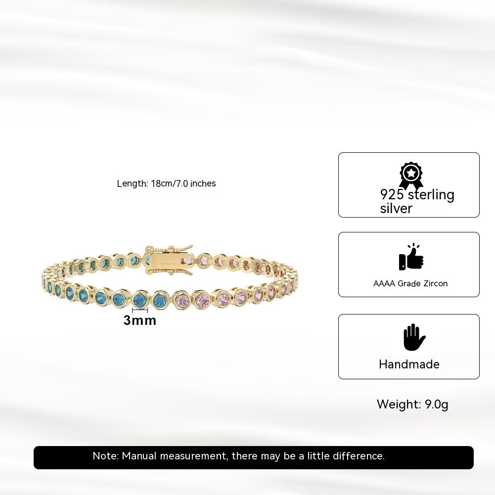 S925 Sterling Silver Two-tone Zircon Fashion All-match Bracelet null S925 sterling silver two-tone zircon bracelet