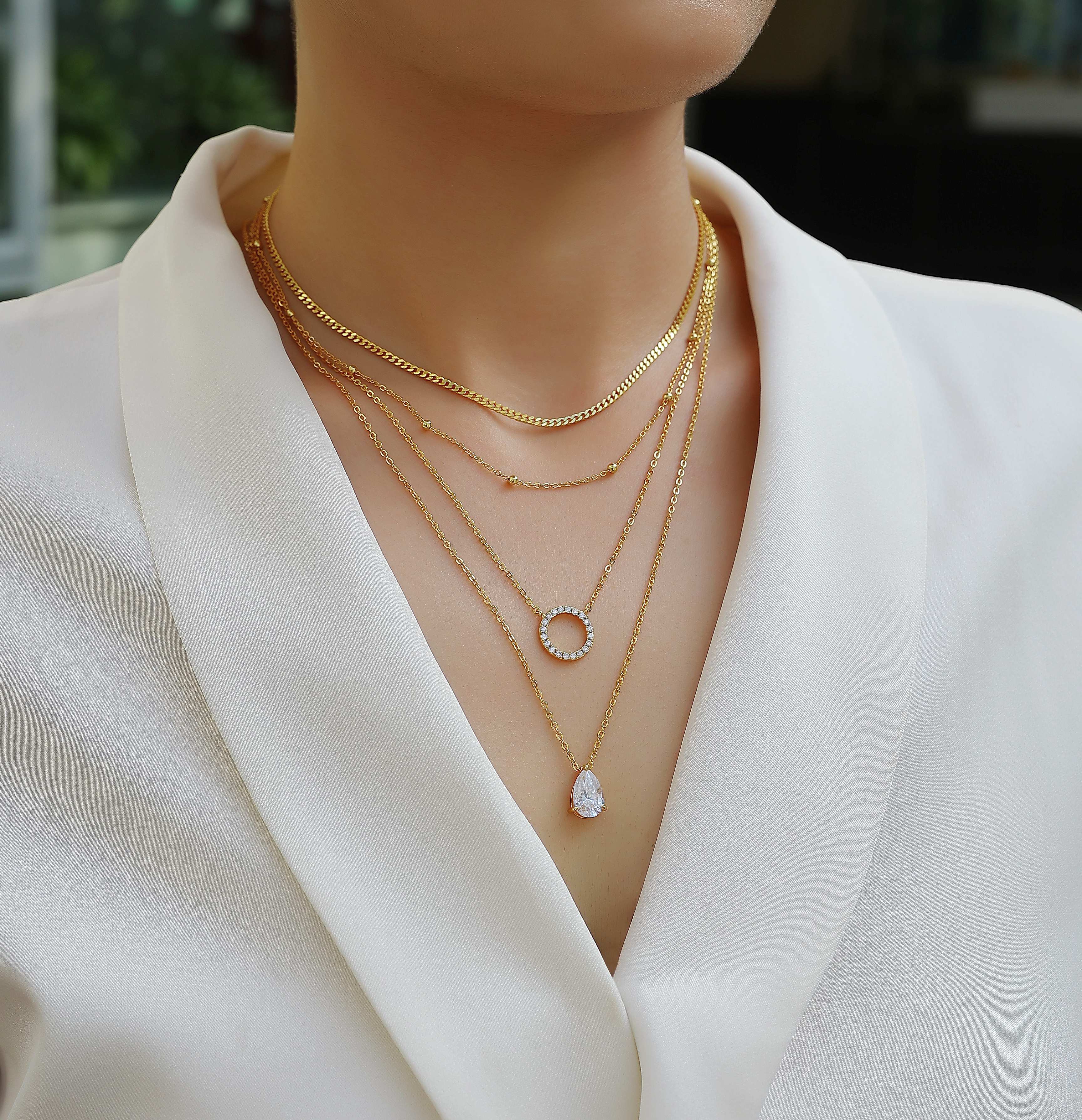 Pear-shaped Inlay Of Top-quality Moissanite, Luxurious And Fashionable, Minimalist Trend Jewelry, Silver Pendant Necklace, Collar Chain, S925 Silver Electroplated With Gold null