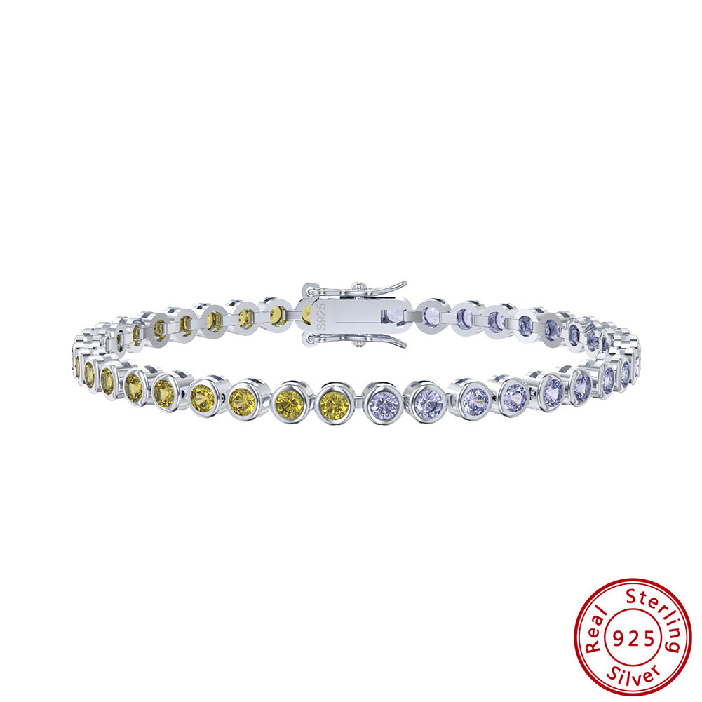 S925 Sterling Silver Two-tone Zircon Fashion All-match Bracelet null S925 sterling silver two-tone zircon bracelet