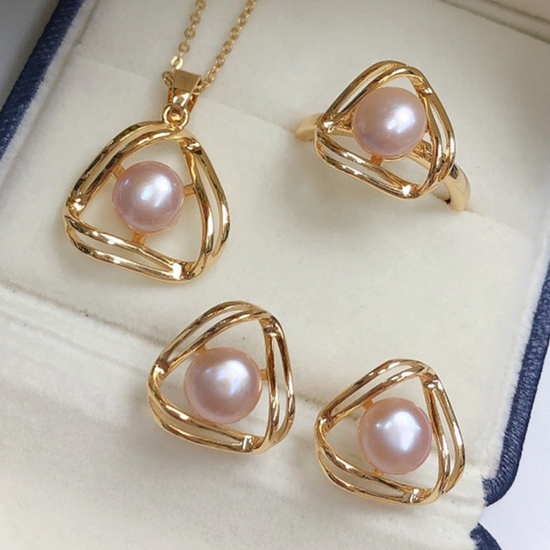 Simple And Exquisite Freshwater Pearl Necklace Suit null