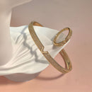 V-shaped 18K Genuine Gold Electroplated Bracelet Ring Set null