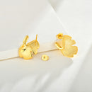 925 Sterling Silver Stud Earrings Earrings Female Plated 14k Gold Premium Sense Of Niche Design Ginkgo Biloba National Style Silver Jewellery null 925 Sterling Silver Stud Earrings Female Plated