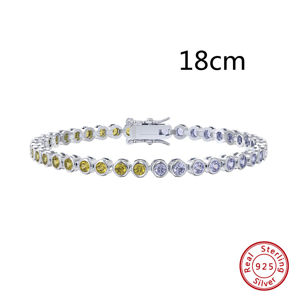 S925 Sterling Silver Two-tone Zircon Fashion All-match Bracelet null S925 sterling silver two-tone zircon bracelet
