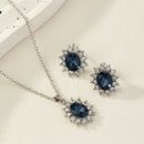 European And American Fashion SUNFLOWER Zircon Ear Stud Necklace Suit null