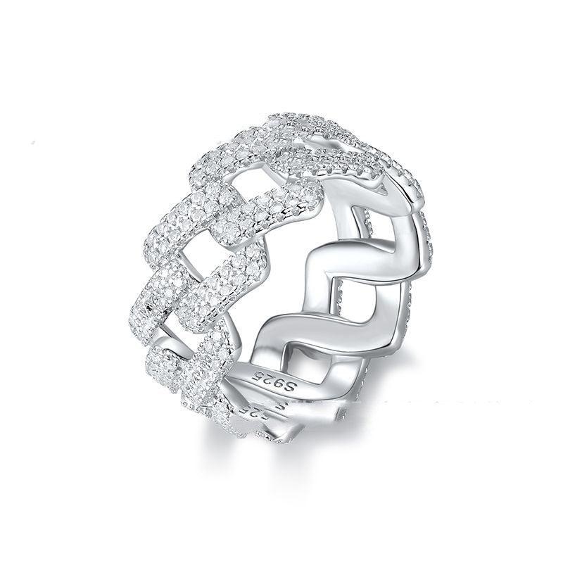 925 Silver Inlaid Moissanite Hip-Hop Full-Cover Ring null