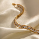 18K Gold Double-layer White Zircon Bracelet null