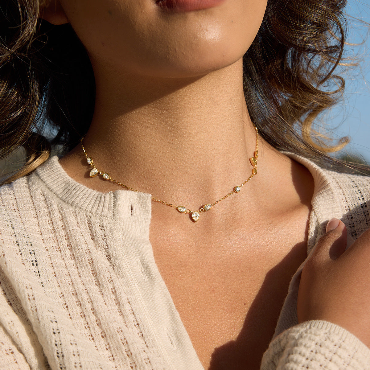 High-End Steel Zircon Pendant Necklace null