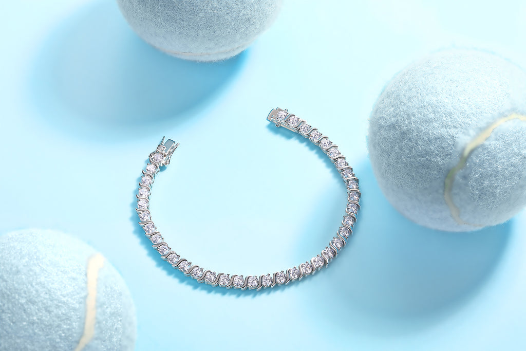 Set With Top-quality Moissanite, This Luxurious And Fashionable Light Luxury Trend Jewelry Silver Bracelet Is Made Of S925 Silver Electroplated With Platinum null jewelry set with top-quality moissanite