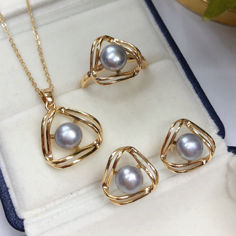 Simple And Exquisite Freshwater Pearl Necklace Suit null