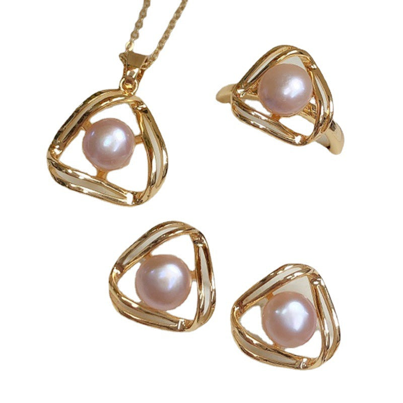 Simple And Exquisite Freshwater Pearl Necklace Suit null