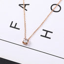 Simple Four-claw Single Diamond Pendant Female Temperament Titanium Steel Necklace null