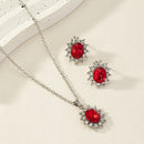 European And American Fashion SUNFLOWER Zircon Ear Stud Necklace Suit null