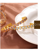 Light Luxury Vintage Style Open Bracelet With Multi-color Zircon, Stainless Steel, Stackable And Versatile C-shaped Bracelet. null Light Luxury Zircon C Bracelet