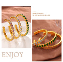 Light Luxury Vintage Style Open Bracelet With Multi-color Zircon, Stainless Steel, Stackable And Versatile C-shaped Bracelet. null Light Luxury Zircon C Bracelet