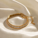 18K Gold Double-layer White Zircon Bracelet null