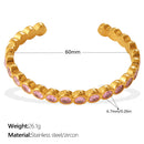 Light Luxury Vintage Style Open Bracelet With Multi-color Zircon, Stainless Steel, Stackable And Versatile C-shaped Bracelet. null Light Luxury Zircon C Bracelet