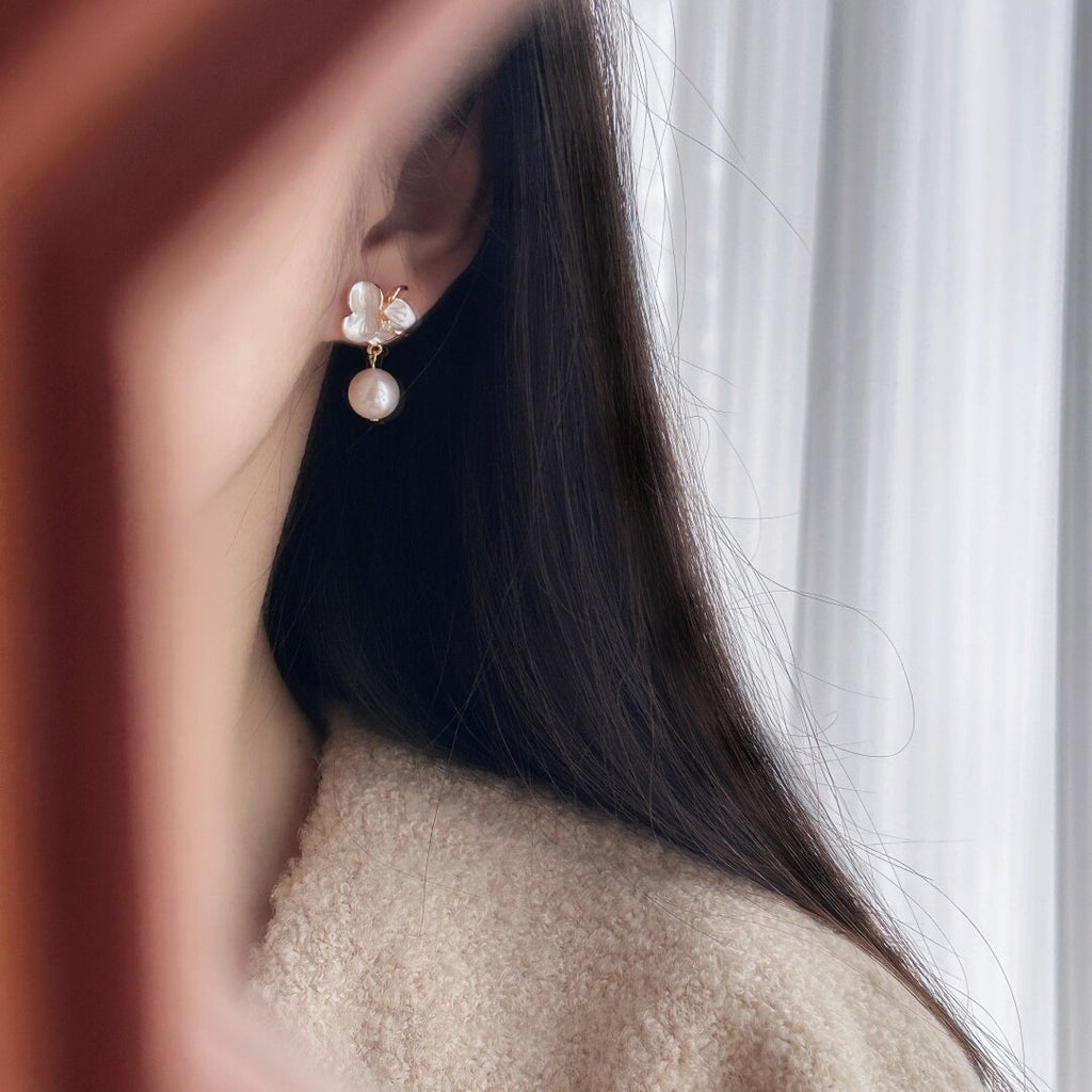 Pearl Lily Flower Earrings For Women Trendyproducts