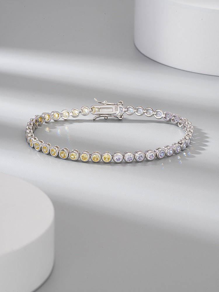 S925 Sterling Silver Two-tone Zircon Fashion All-match Bracelet null S925 sterling silver two-tone zircon bracelet
