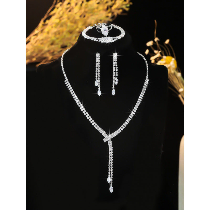 Fashion Simple Necklace Earring Bracelet Four-piece Set null