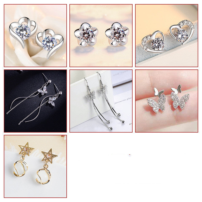 S925 Sterling Silver Suit Female Combination Exquisite Fashion Long Bow Earrings null S925 sterling silver long bow earrings for women