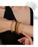 Light Luxury Vintage Style Open Bracelet With Multi-color Zircon, Stainless Steel, Stackable And Versatile C-shaped Bracelet. null Light Luxury Zircon C Bracelet