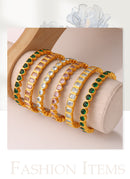 Light Luxury Vintage Style Open Bracelet With Multi-color Zircon, Stainless Steel, Stackable And Versatile C-shaped Bracelet. null Light Luxury Zircon C Bracelet