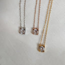 Simple Four-claw Single Diamond Pendant Female Temperament Titanium Steel Necklace null