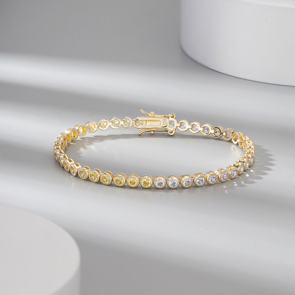 S925 Sterling Silver Two-tone Zircon Fashion All-match Bracelet null S925 sterling silver two-tone zircon bracelet