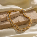 18K Gold Double-layer White Zircon Bracelet null