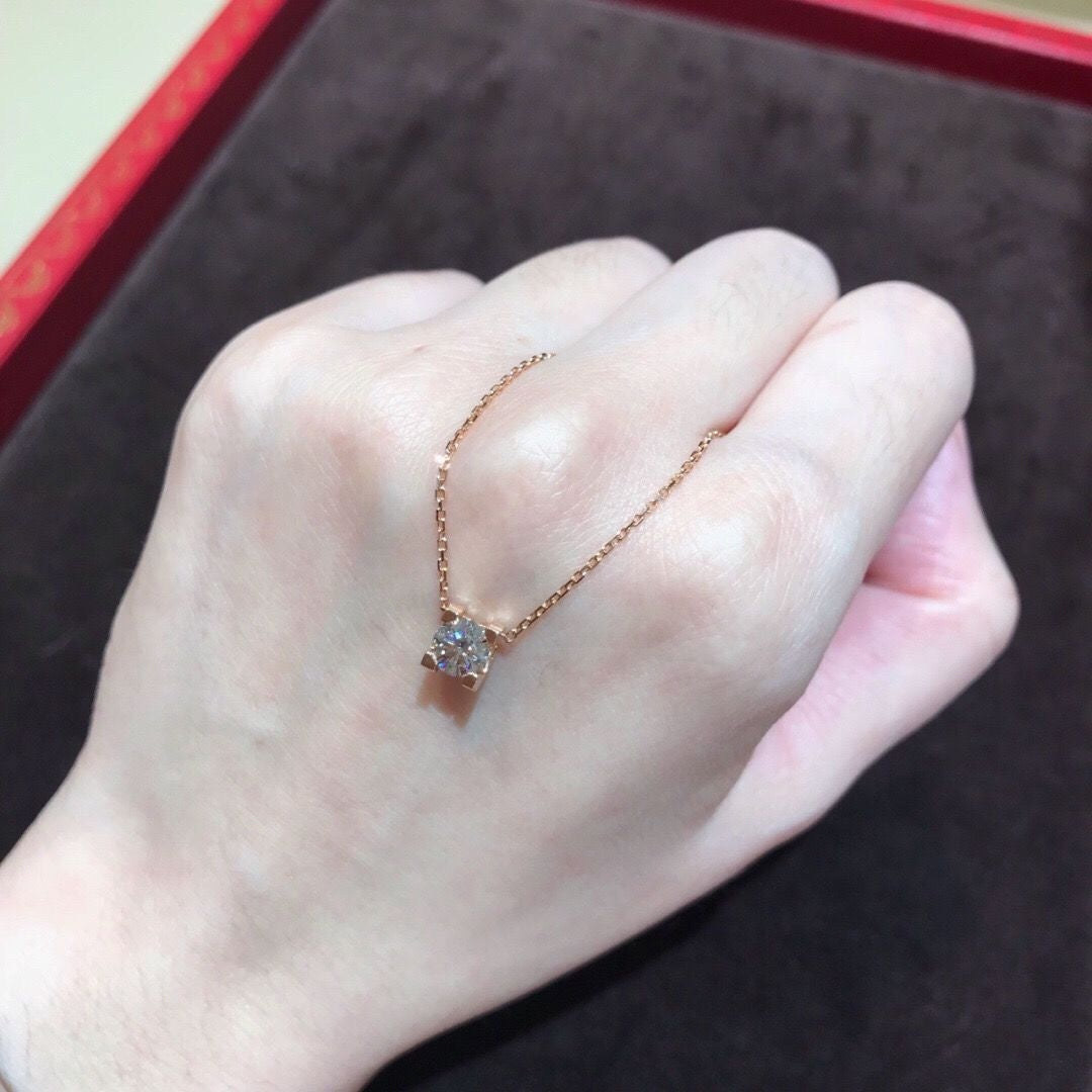 Simple Four-claw Single Diamond Pendant Female Temperament Titanium Steel Necklace null