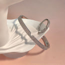 V-shaped 18K Genuine Gold Electroplated Bracelet Ring Set null