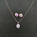 European And American Fashion SUNFLOWER Zircon Ear Stud Necklace Suit null