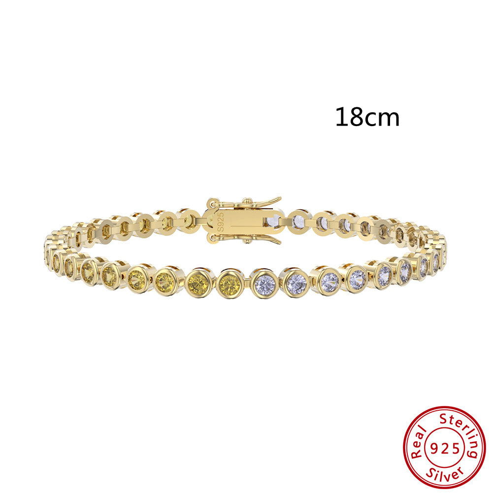 S925 Sterling Silver Two-tone Zircon Fashion All-match Bracelet null S925 sterling silver two-tone zircon bracelet