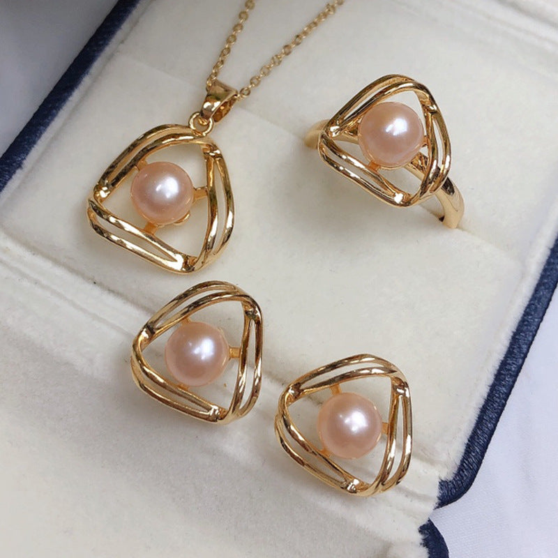 Simple And Exquisite Freshwater Pearl Necklace Suit null