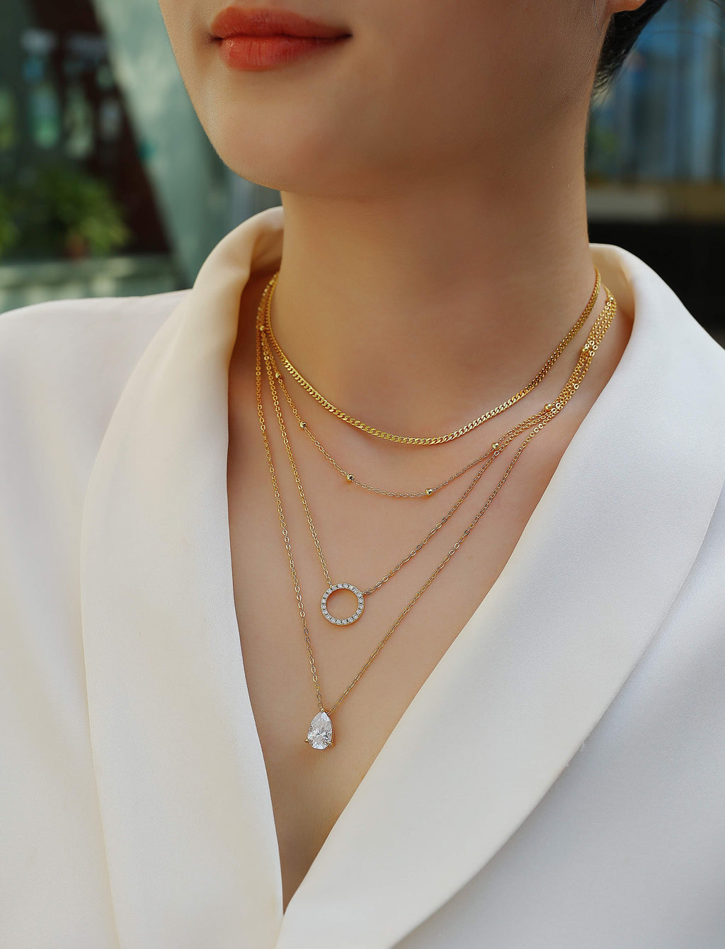 Pear-shaped Inlay Of Top-quality Moissanite, Luxurious And Fashionable, Minimalist Trend Jewelry, Silver Pendant Necklace, Collar Chain, S925 Silver Electroplated With Gold null