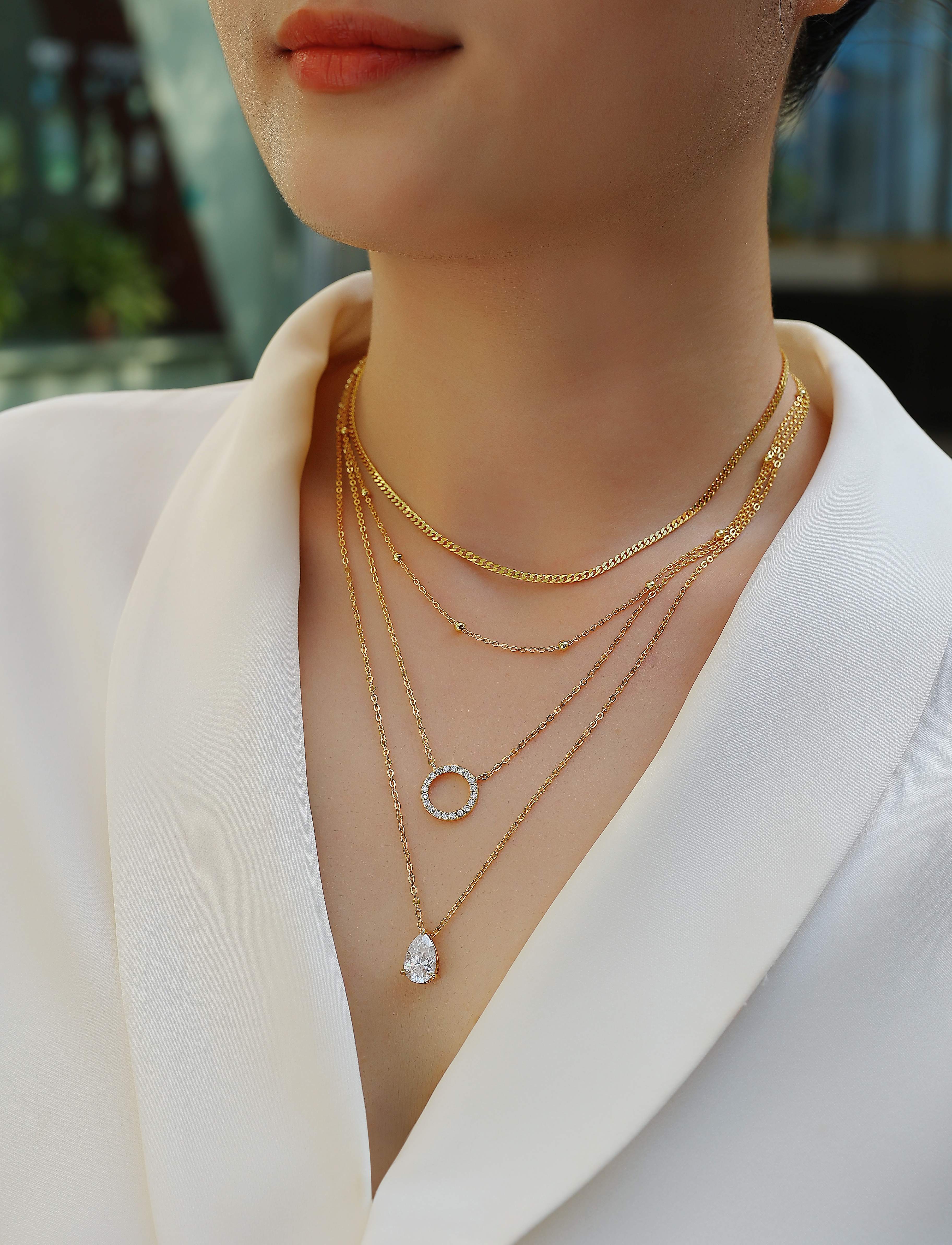 Pear-shaped Inlay Of Top-quality Moissanite, Luxurious And Fashionable, Minimalist Trend Jewelry, Silver Pendant Necklace, Collar Chain, S925 Silver Electroplated With Gold null