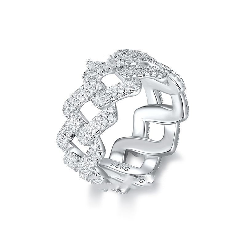 925 Silver Inlaid Moissanite Hip-Hop Full-Cover Ring null