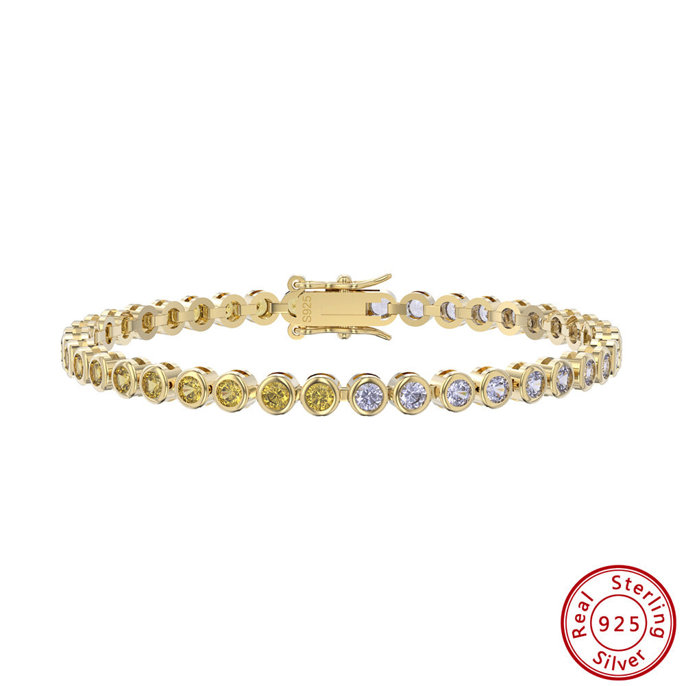S925 Sterling Silver Two-tone Zircon Fashion All-match Bracelet null S925 sterling silver two-tone zircon bracelet