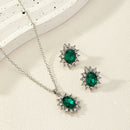 European And American Fashion SUNFLOWER Zircon Ear Stud Necklace Suit null