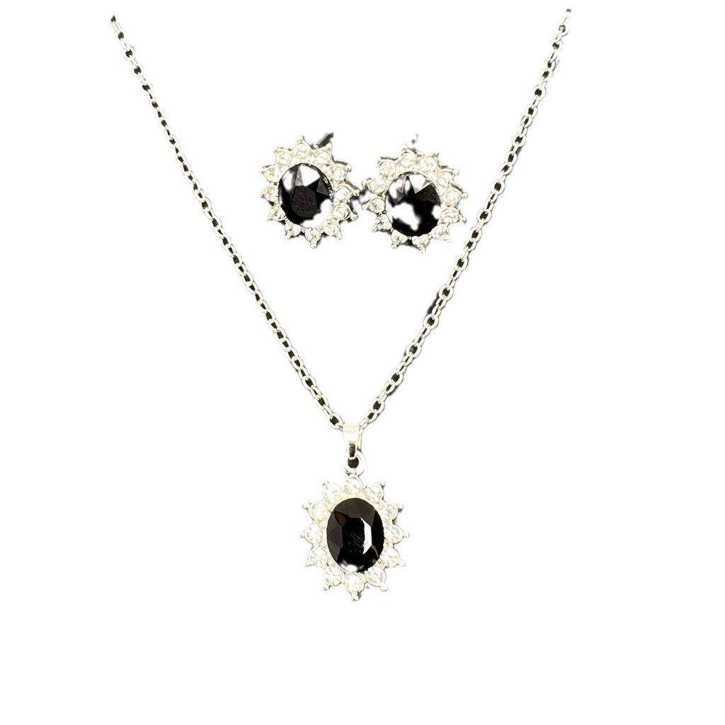 European And American Fashion SUNFLOWER Zircon Ear Stud Necklace Suit null