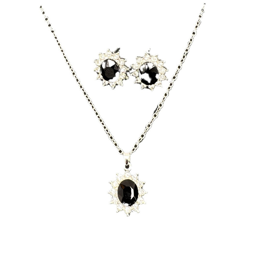 European And American Fashion SUNFLOWER Zircon Ear Stud Necklace Suit null