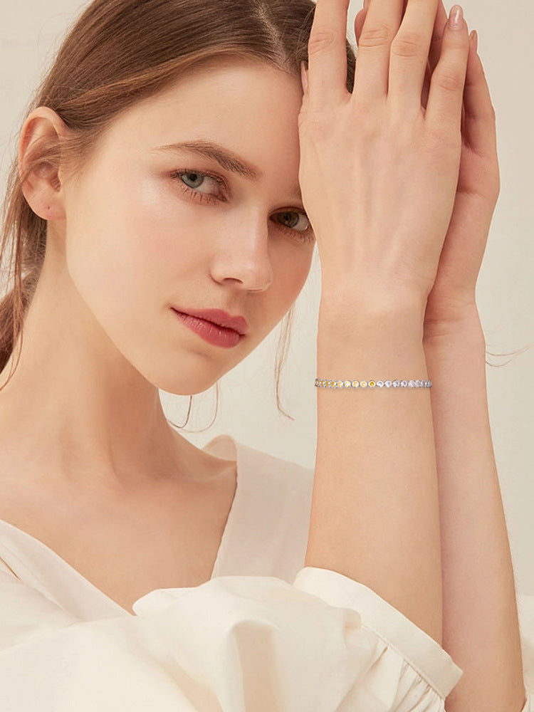 S925 Sterling Silver Two-tone Zircon Fashion All-match Bracelet null S925 sterling silver two-tone zircon bracelet
