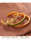 Light Luxury Vintage Style Open Bracelet With Multi-color Zircon, Stainless Steel, Stackable And Versatile C-shaped Bracelet. null Light Luxury Zircon C Bracelet
