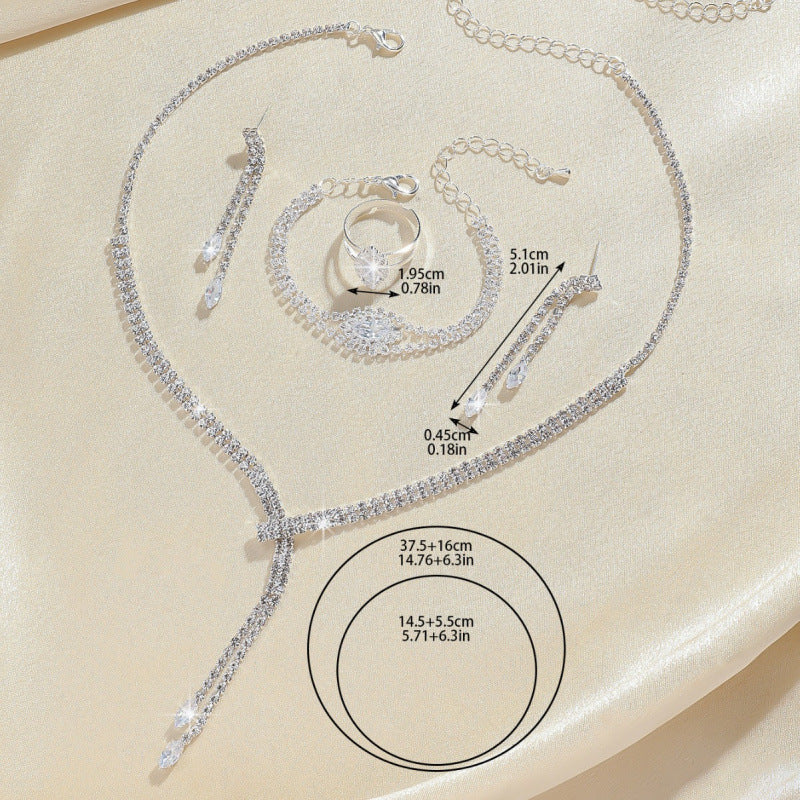 Fashion Simple Necklace Earring Bracelet Four-piece Set null